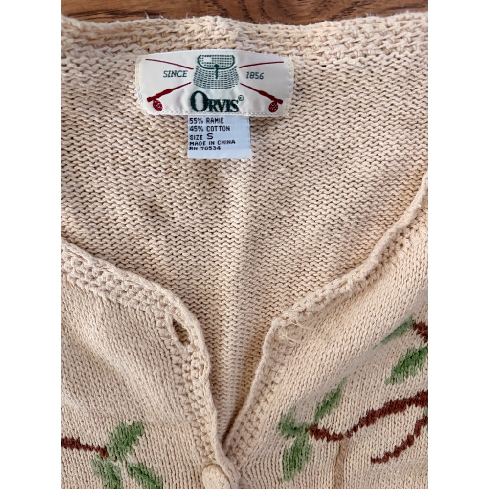 Vintage Orvis Birdhouse Garden Embroidered Cardigan Sweater - Picture 3 of 7